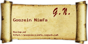Goszein Nimfa névjegykártya